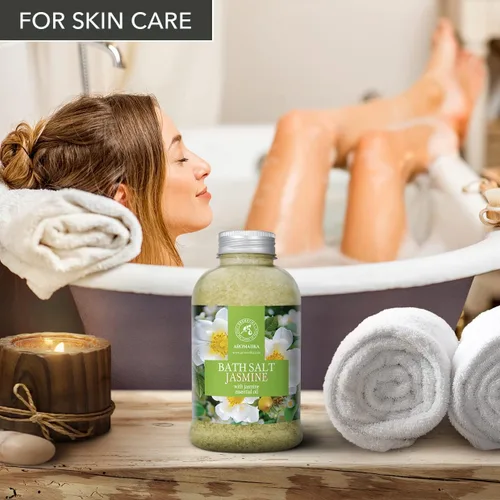 Miniatura 8 de Sal marina de baño jazmín de 21.16 onzas – Sales de baño con aceite esencial de jazmín para baño – baño relajante – Cuidado corporal – Relajación