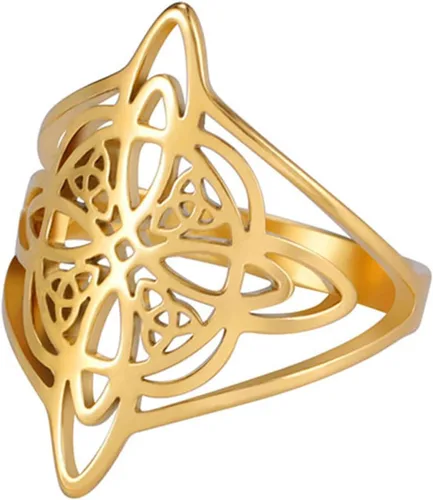Miniatura 33 de TEAMER Anillo de nudo de brujas, amuleto celta de acero inoxidable, joyería vintage para mujer