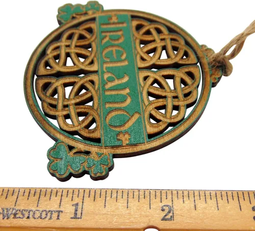 Miniatura 7 de Juego de adornos irlandeses de madera, decoración irlandesa hecha a mano con cuerda de cordel, diseño celta, recuerdo con tarjeta de bendición