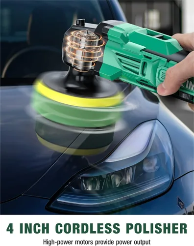 Miniatura 7 de KIMO Kit de Pulidora Inalámbrica para Coche 20V, Kit de Pulido de 25 Piezas, 6 Velocidades hasta 6000RPM / 2*Baterías de 2000mAh Pulidoras