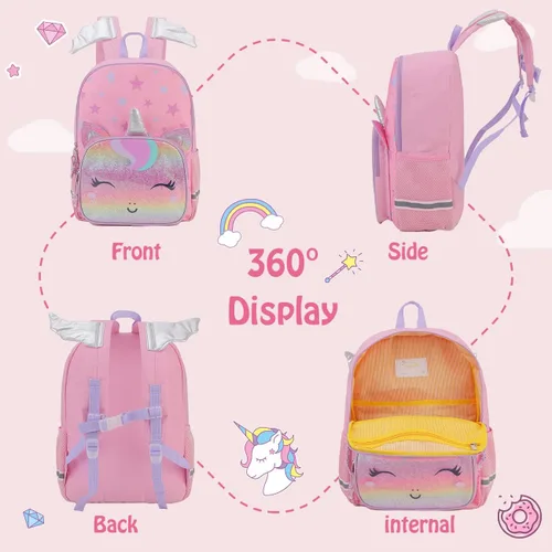 Miniatura 3 de VONXURY - Mochila preescolar ligera para niños pequeños con hebilla de pecho dinosaurio azul