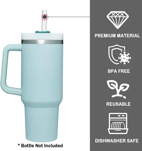 Miniatura 4 de Greant 8 popotes de silicona compatibles con vasos Stanley de 40 onzas, pajitas suaves compatibles con Stanley Cup Straw Straw de 12 pulgadas