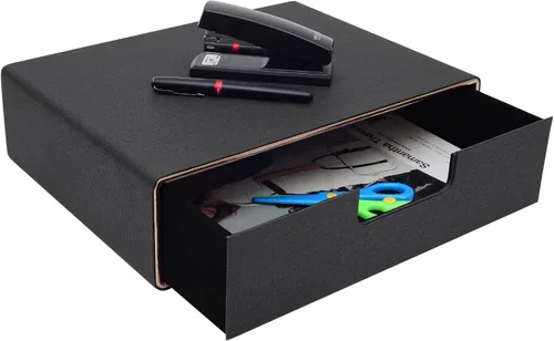 Miniatura 10 de Cajón organizador apilable de piel sintética, suministros de oficina ejecutiva, archivador A4, soporte para joyas, facturas, papel, documentos, Beige