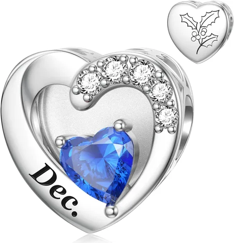 Miniatura 22 de SEVENWELL Dijes de piedra natal con flor grabada para el mes de nacimiento, pulsera de plata de ley 925, feliz cumpleaños para mujer