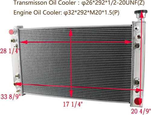 Miniatura 3 de Radiador de Aluminio para 1988-1999 Chevy GMC C/K/V/R 1500 2500 3500 Suburban Blazer 5.0L 5.7L V8 4.3L V6 3 Filas Núcleo Radiadores de Flujo Cruzado