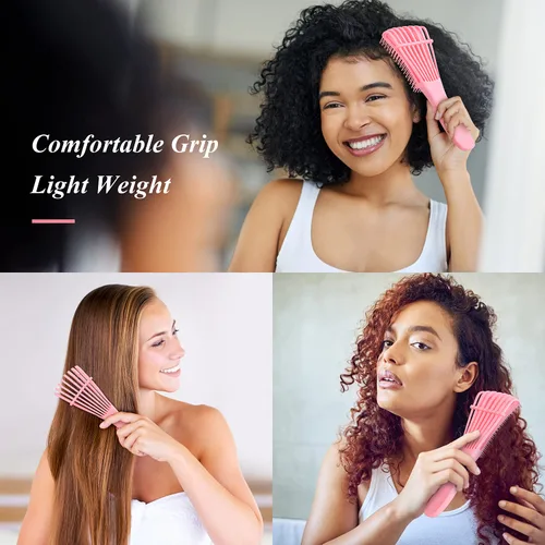 Miniatura 5 de Cepillo desenredante para el cabello, cepillo desenredante para adultos y niños, juego de peines para cabello rizado, ondulado y con bucles