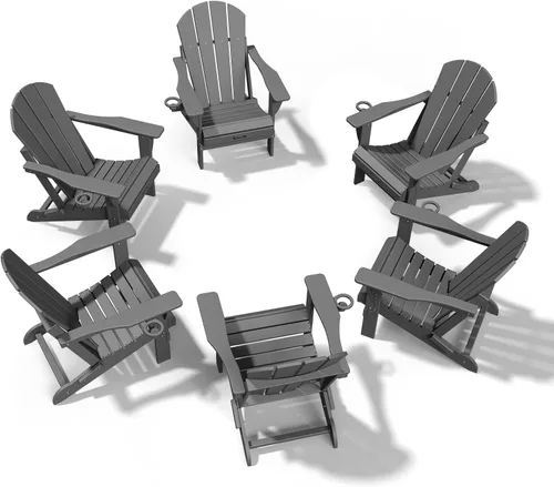 Miniatura 23 de MUCHENGHY Sillas Adirondack plegables, sillas de patio, sillas de césped, silla para exteriores, silla Adirondack de plástico, hoguera, resistente a