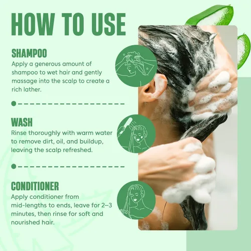 Miniatura 5 de INFINA ESSENTIALS Juego de champú y acondicionador de aloe vera 16 onzas líquidas cada uno con aceite de batana Fórmula hidratante, calmante