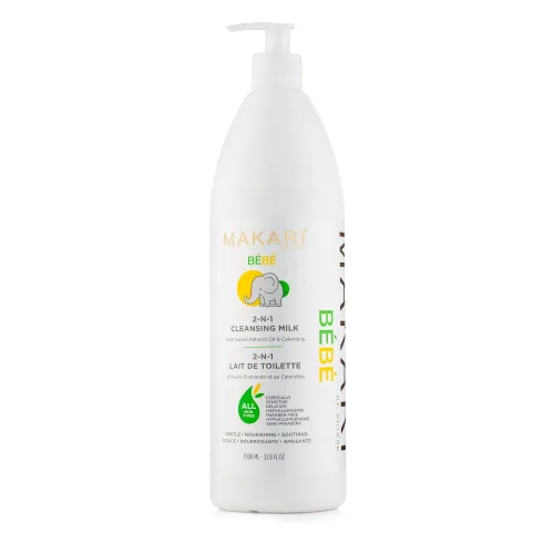 Makari Bebe - Leche limpiadora (33.8 fl oz) | Fórmula de lavado corporal y suavizante para piel seca | Ayuda a reconfortar la piel delicada | Suave