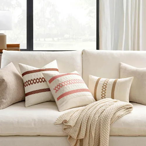 Miniatura 2 de MIULEE Fundas de almohada lumbares decorativas bohemias, cojín de algodón retro, tejidas de macramé para decoración del hogar para cama, sofá, neutro