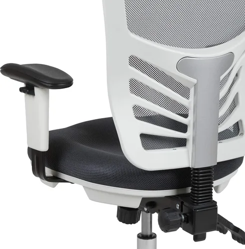 Miniatura 10 de Flash Furniture Nicholas Silla Giratoria de Respaldo Medio para Oficina y Juegos, Silla de Oficina Ergonómica de Malla con Soporte Lumbar y Altura