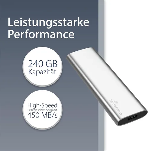 Miniatura 2 de MediaRange MR1101 - Disco duro SSD externo de 240 GB USB tipo C plateado