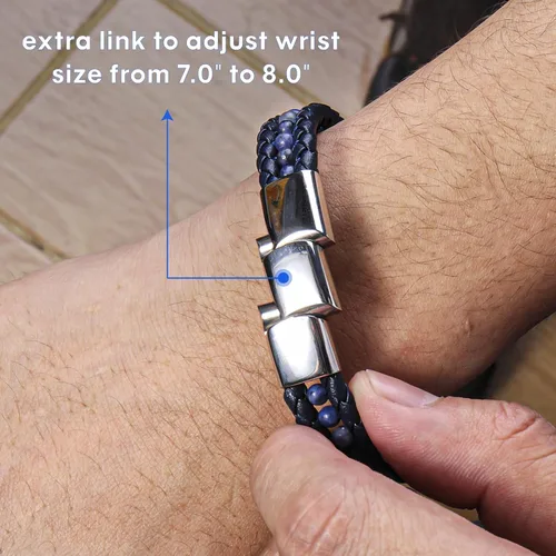Miniatura 9 de To My Boyfriend/Son/Grandson/Father/Husband Black Onyx Tiger Eye Blue Sodalite Leather Bracelets Jewelry For Men, Birthday Anniversary Valentines