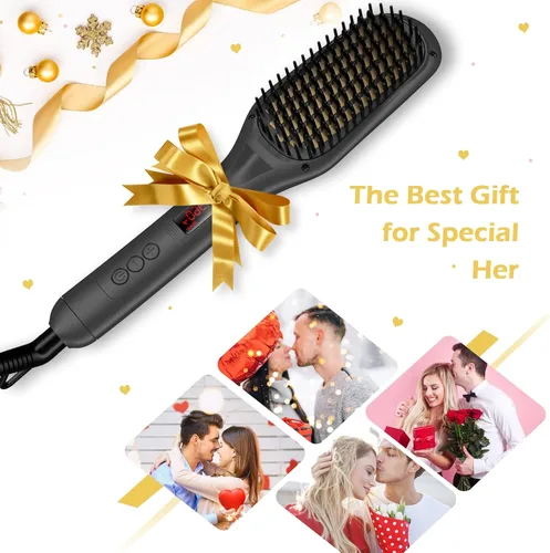 Miniatura 2 de Cepillo alisador de cabello, peine iónico para alisado de cabello para salón en casa, cepillo caliente con 15 temperaturas para uso universal