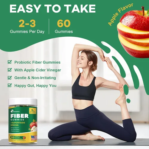 Miniatura 6 de Gomitas de fibra prebiótica 13 en 1 para adultos - Suplemento de fibra para mujeres y hombres con mezcla de verduras, inulina y ACV