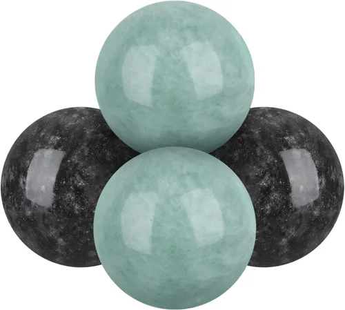 GLEAVI Juego de 4 bolas de ejercicio de mano con patrón de mármol, bolas de masaje de piedra natural de 1.37 pulgadas para aliviar la tensión