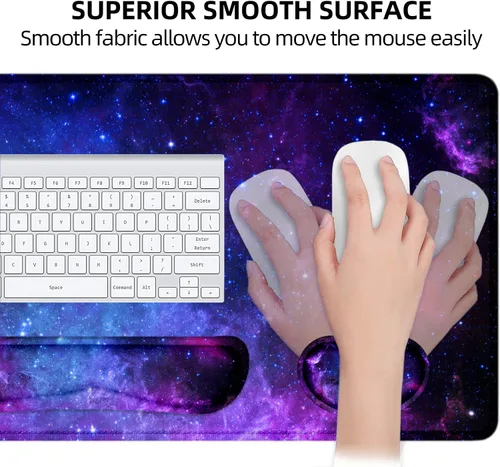 Miniatura 4 de LATEEFAH Alfombrilla de mouse con reposamuñecas, alfombrilla de escritorio + juego de reposamuñecas para teclado, almohadilla de escritorio para 4