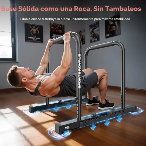 Miniatura 2 de Sportsroyals Estación de barra de inmersión ajustable, barras paralelas y paralelas resistentes, soportes de inmersión estables de 400 libras