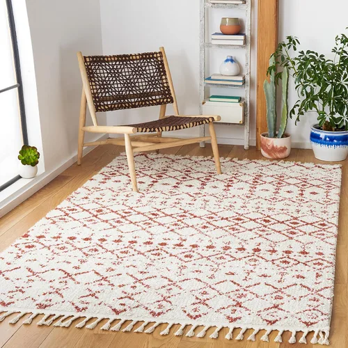 Miniatura 11 de SAFAVIEH Berber Fringe Shag Collection - Alfombra decorativa de 2 pies 2 pulgadas x 4 pies, color crema y gris oscuro, diseño que no desprende