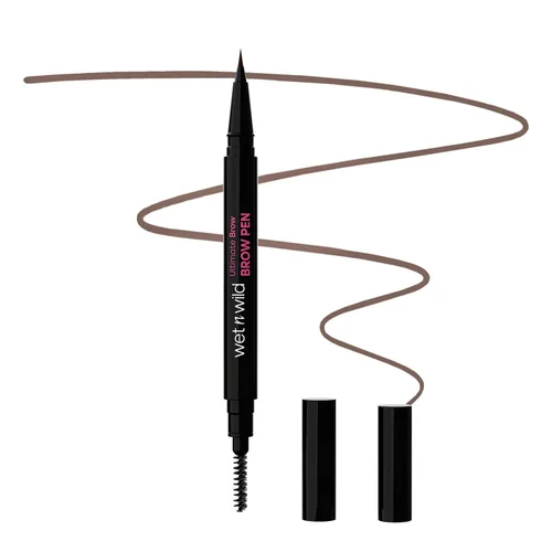 Miniatura 18 de wet n wild Lápiz definidor retráctil de cejas definitivo, color marrón ceniza, cepillo de cejas de doble cara, punta fina, formas, define, rellena