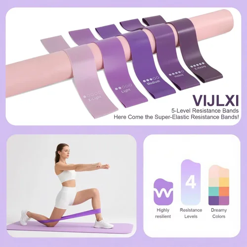Miniatura 7 de Kit de equipo de pilates para el hogar: incluye un anillo de pilates de 14 pulgadas, una bola de pilates de 9.8 pulgadas, 5 bandas de resistencia
