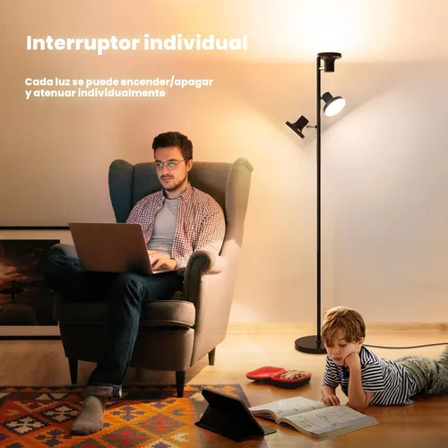 Miniatura 3 de SIBRILLE Lámpara de pie LED de árbol de 36W, lámpara de pie ajustable moderna con control remoto y táctil, 4 temperaturas de color, 3 lámparas