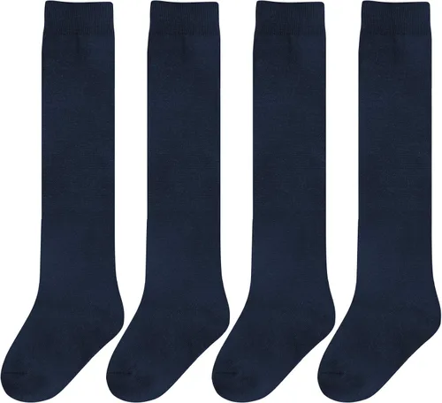 Chalier 4 Pairs Girls Knee High Socks Cotton Knit Over Calf Thigh High Socks for Baby Toddler School Uniform
