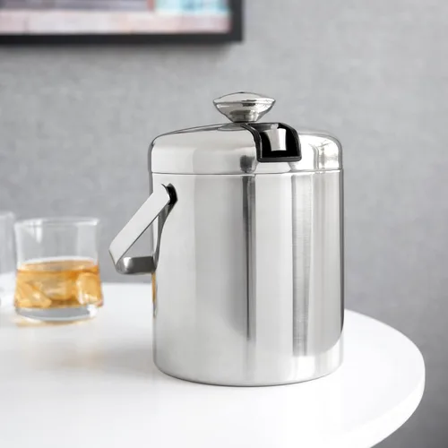 Miniatura 6 de Cubos de hielo de acero inoxidable True para fiestas con tapa, capacidad de 1.3L. Cubo de hielo de doble pared con pinzas, aislado, para bar