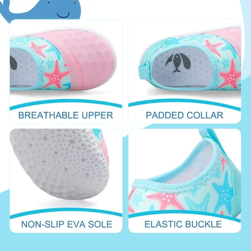 Miniatura 4 de shopUAL Zapatos de agua para niños y niñas, calcetines acuáticos para la playa, zapatos de agua descalzos para caminar, zapatos de agua de secado