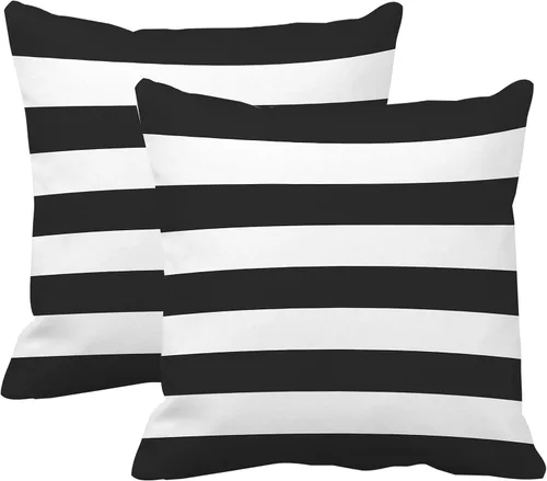 Miniatura 9 de Leaveland Juego de 2 fundas de almohada rectangulares de algodón y poliéster de 12 x 20 pulgadas con rayas amarillo mostaza y blanco, fundas