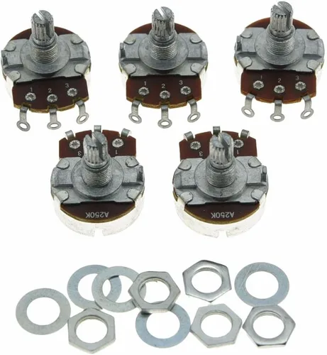 Dopro 5pcs Audio Guitar Pots Tone 250K Guitarra Eléctrica Macetas Grandes 0.945 in Base con Corto Split Eje Guitarra Potenciómetro A250K