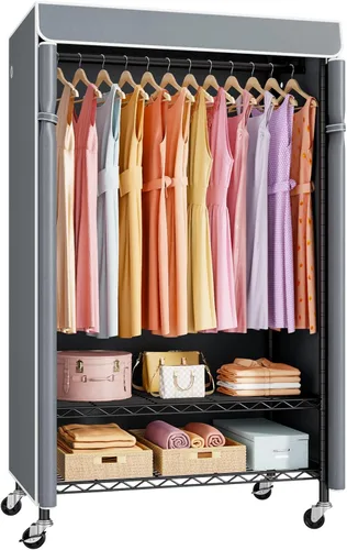 Miniatura 12 de ULIFHOME P6C Plus - Perchero Rodante con Cubierta, Perchero Cubierto Resistente, Armario Portátil para Colgar Ropa, Perchero con Ruedas, Perchero