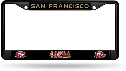 Rico Industries Marco cromado negro primario de fútbol americano de la NFL con inserciones de plástico de 12" x 6" accesorio para automóvil/camión