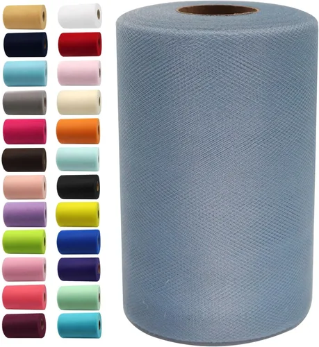 Miniatura 27 de Rollos de tela de tul de 6 pulgadas por 100 yardas (300 pies) Carrete de cinta de tul para manualidades, tutú, arco para la cabeza, decoración