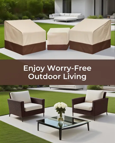 Miniatura 7 de Loriano Juego de fundas para muebles de patio, 3 piezas, impermeables, 600D resistentes al agua, juego de fundas para muebles de césped