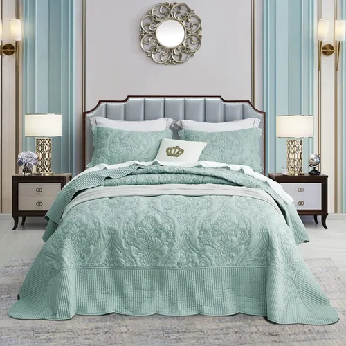 Miniatura 41 de CHIXIN Juego de colcha extragrande tamaño King – Funda de cama ligera – Hermosas costuras – Colcha reversible de 5 piezas – Patrón de paisley