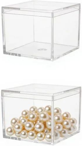 Miniatura 5 de KissYou Caja de Acrílico Transparente Caja de Exhibición con Tapa Cubo Cuadrado de Plástico Contenedores Transparentes Caja de Almacenamiento