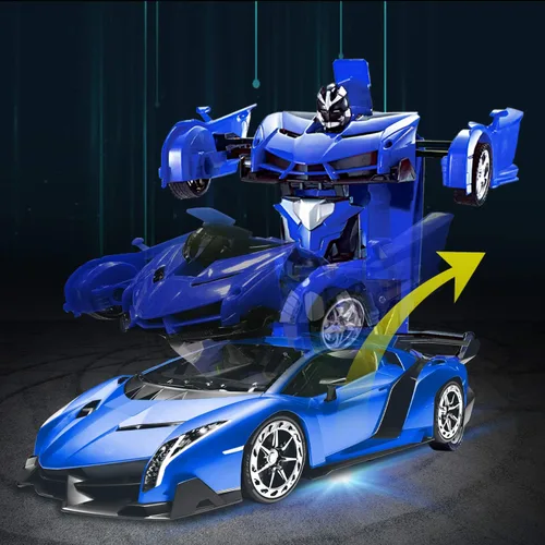 Miniatura 3 de Coche de control remoto - Juguetes de robot transformables para niños adolescentes, coche RC recargable con luces, coche RC 2.4Ghz 1:18 recargable