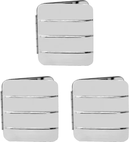 Miniatura 2 de Stephanie Imports Juego de 3 espejos compactos con aumento de doble cara con patrón de barra vertical (dorado)