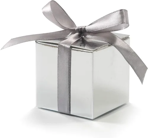 Miniatura 10 de KPOSIYA - 70 Cajas para recuerdos, 2x2x2 pulgadas, cajas de dulces rosas con lazos para decoraciones de boda, baby shower, suministros para fiestas
