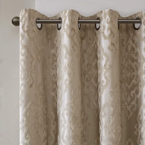 Miniatura 2 de Sun Smart Mirage - Cortina opaca para ventana (100 % de eliminación de luz), tela tejida de estilo jacquard, patrón damasco, con ojales, 50 x 84