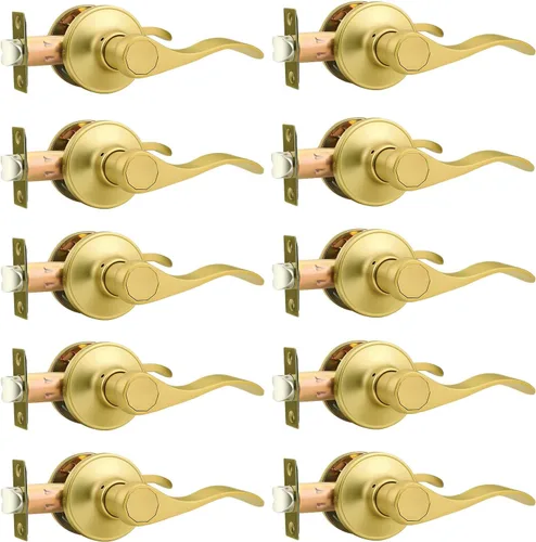 Miniatura 47 de Probrico - Paquete de 3 manijas de puerta de paso, asas de níquel satinado, sin llave, sin bloqueo, para puertas de interiores, pasillos y armario