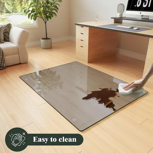 Miniatura 6 de Koonmi Tapete para silla de vidrio templado para suelos de madera dura y alfombras, 46 x 46 pulgadas, color gris, protector de piso de oficina