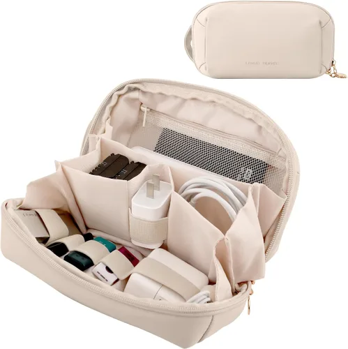 Miniatura 12 de RIGHT AWAY Bolsa de viaje para tecnología de viaje, funda impermeable para cables, organizador de electrónica, bolsa de almacenamiento para Negro