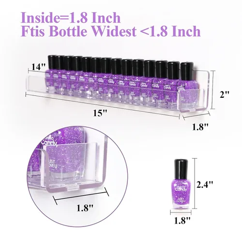 Miniatura 3 de Organizador de esmalte de uñas montado en la pared, paquete de 6 estantes de pared transparentes para esmalte de uñas, soporte de acrílico