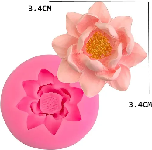 Miniatura 2 de Molde de silicona con forma de flor de loto para hacer dulces de fondant, moldes de chocolate, postres de piruleta, cubitos de hielo, goma, jabón
