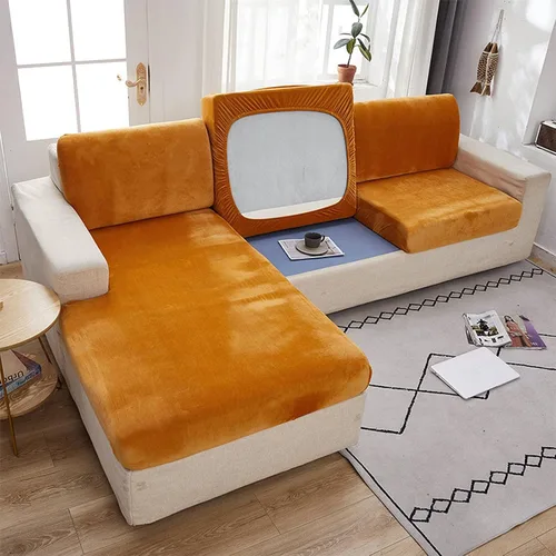 Miniatura 13 de Fundas de cojín de terciopelo elástico, funda de cojín suave para asiento de sofá, extraíble y lavable, protector de muebles para cojín de asiento