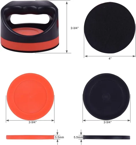Miniatura 2 de Hockey de aire de plástico, 2 empujadores de hockey de aire de plástico de 4 pulgadas y 4 discos de 2.75 pulgadas de repuesto para mesas de juego