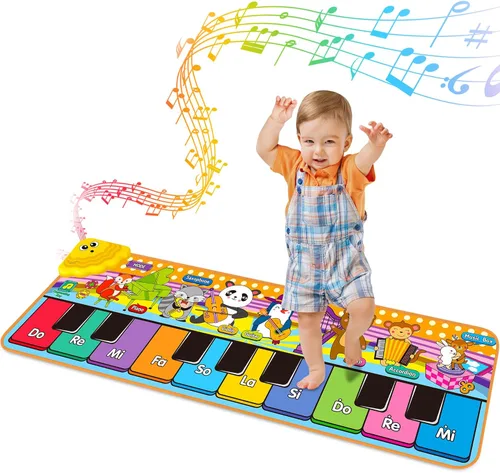Alfombrillas de Piano Musical para Niños con 25 Sonidos Musicales, Juguetes Musicales Alfombra de Teclado de Piano para Bebés Manta de Animales