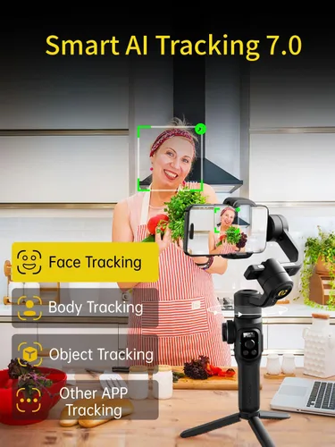 Miniatura 4 de AOCHUAN Estabilizador de cardán para smartphone, cardán estándar de la industria de 3 ejes con rotación de 360°, estabilizador de teléfono